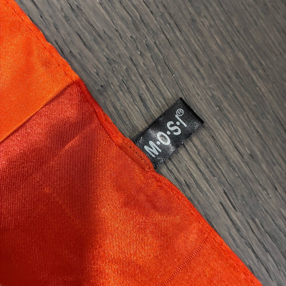 MOSI Orange, White & Gold Carriage-Print Silk-Feel Square Scarf - Picture 5 of 10